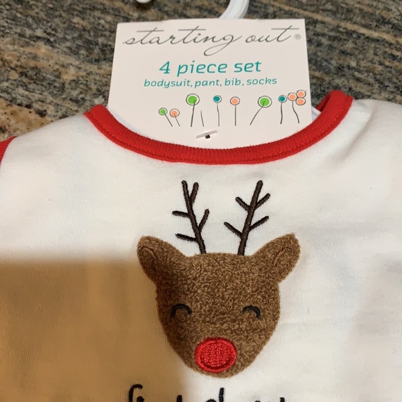 New “First Christmas” 4 piece outfit. Size is 9 month - Picture 5 of 5